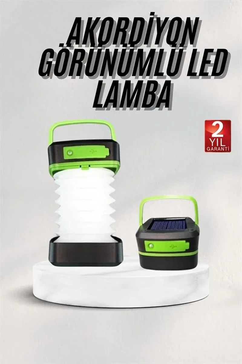 Katlanabilir Kamp Lambası Akordiyon Lamba Şarjlı 3 Kademeli Solar görsel 2
