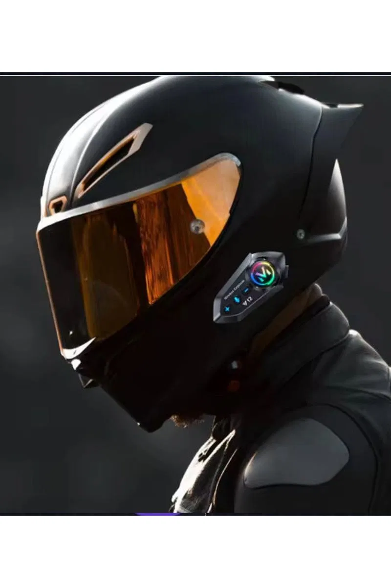 Y12 Motor Kask Kulaklık Rgb Modlu Radyolu Motosiklet Kulaklık 5. 3 Bluetooth Intercom görsel 6