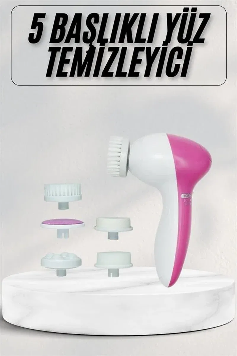 Cilt Temizleme ve Masaj Aleti 5 Başlıklı Akne ve Sivilce Önleyici görsel 2