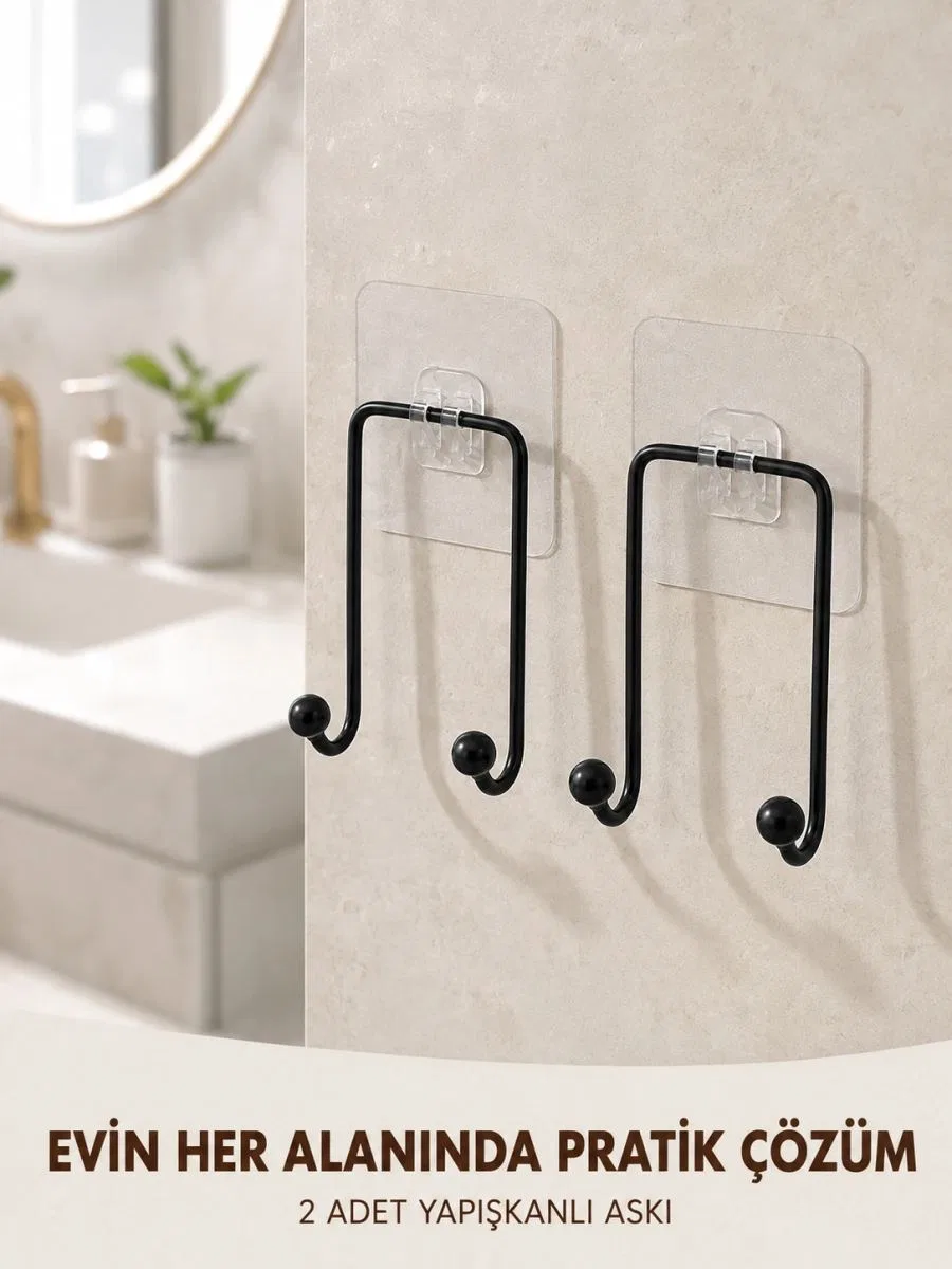 2'li Yapışkanlı Duvar Askısı Mutfak Banyo Ve Ev İçin Askılık