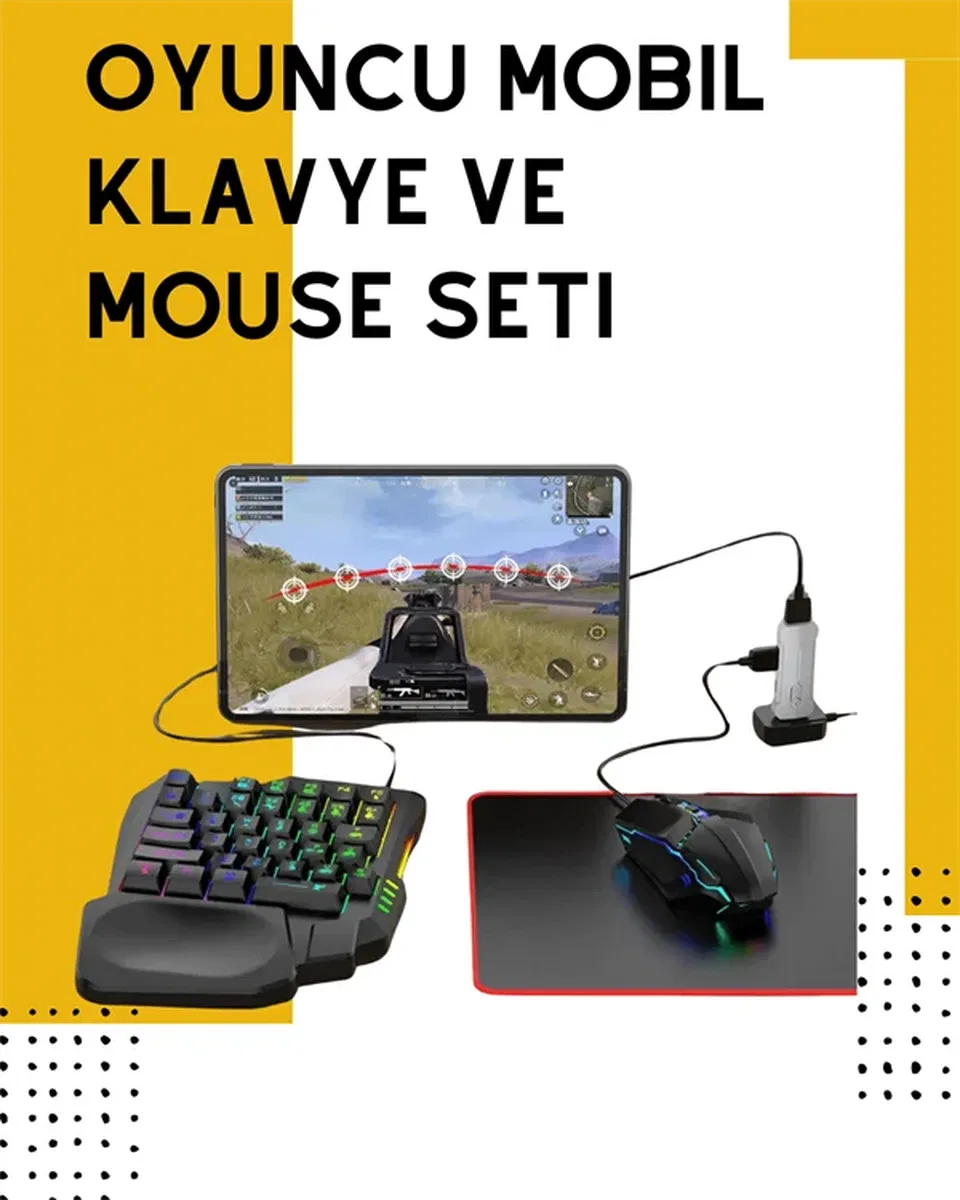 Tak-Çalıştır Mobil Oyun Ekipmanları Seti – Klavye Mouse Dahil görsel 2