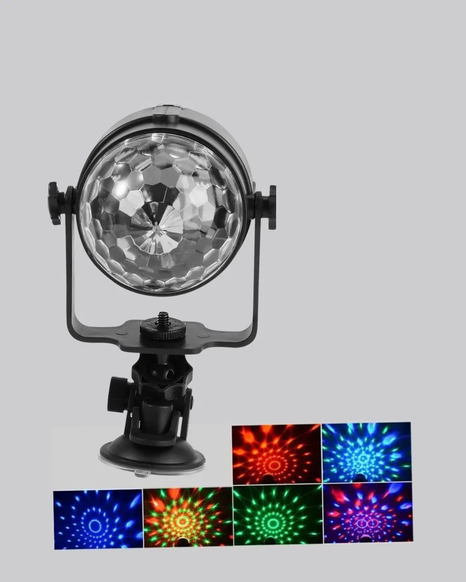 7 Renk Modlu Müzik Sensörlü Disko Topu – LED Işıklı Parti Aydınlatması görsel 2