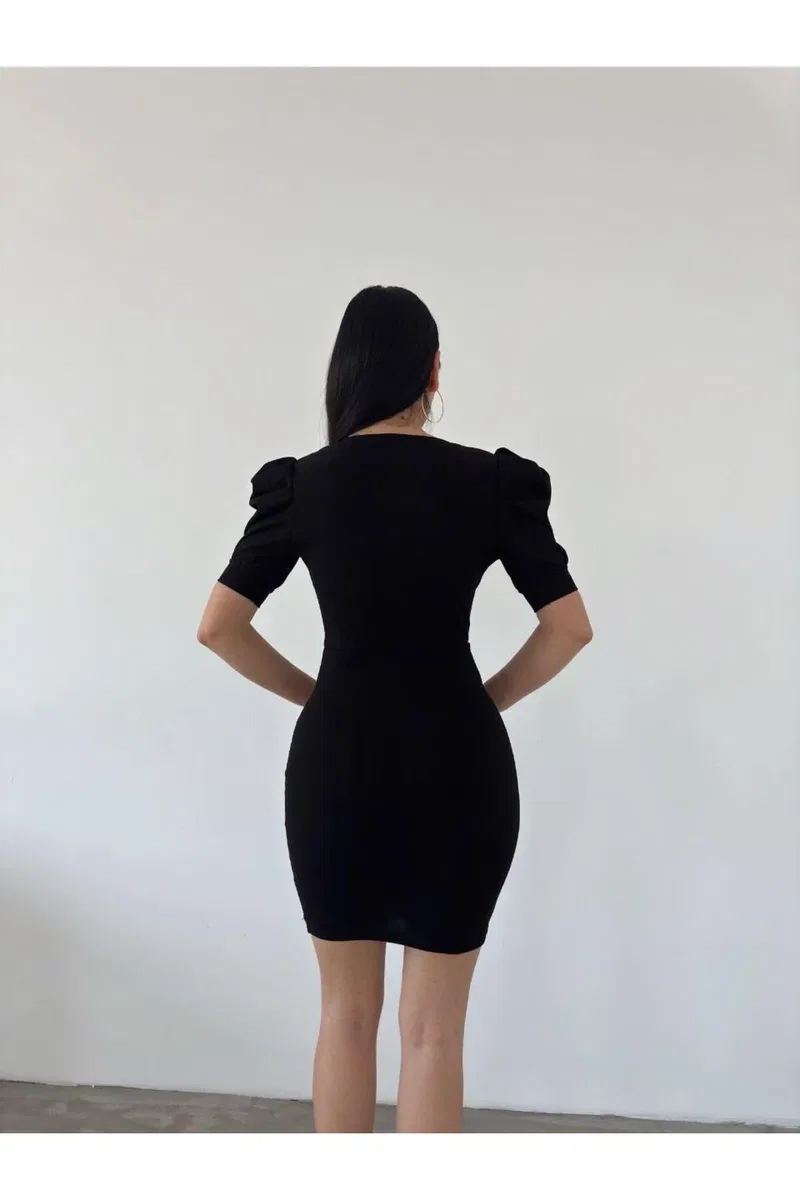 Kadın Bohem Kruvaze Kısa Kol Abiye Elbise görsel 7
