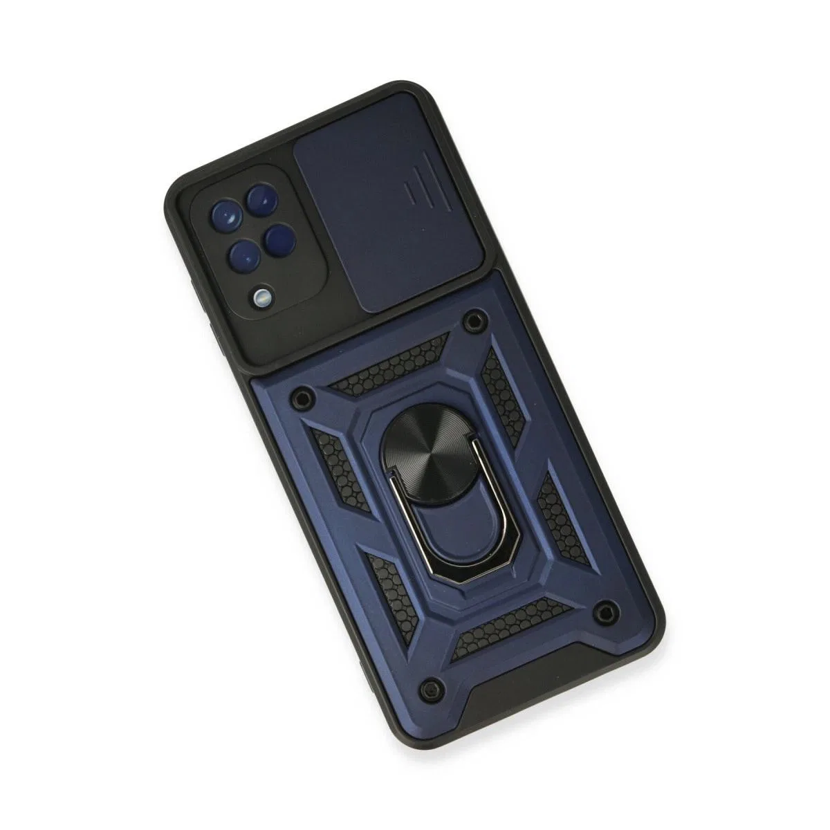 Samsung Galaxy A22 Kılıf Pars Lens Yüzüklü Silikon - Lacivert görsel 3