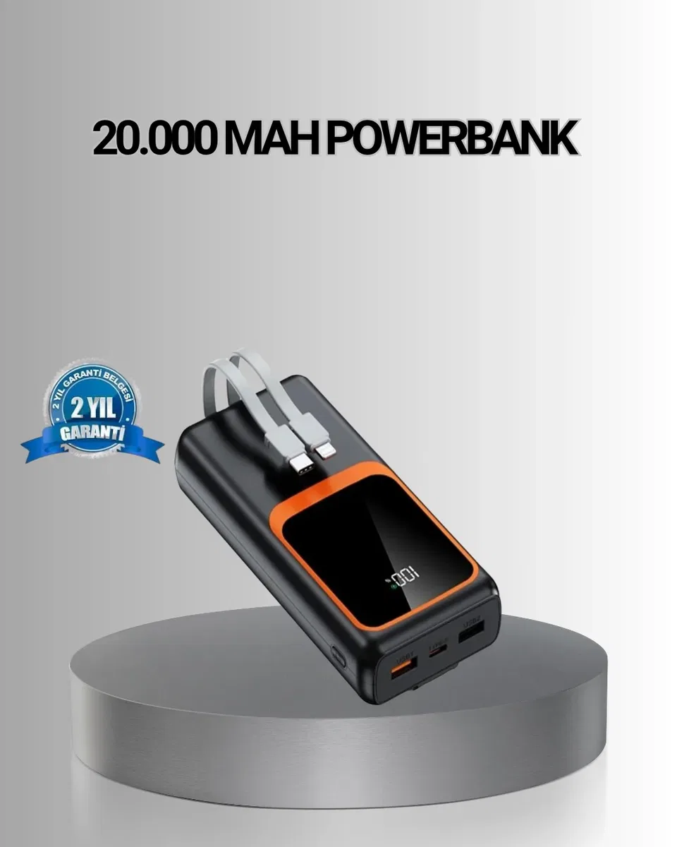 Powerbank 20000 mAh Yüksek Kapasiteli ve 22. 5W Hızlı Şarj Destekli