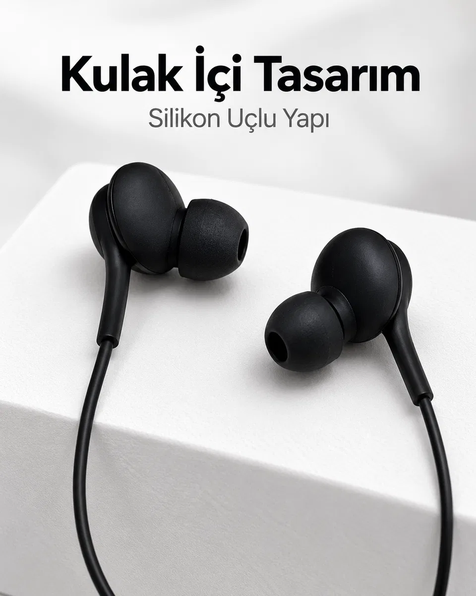 Siyah Tasarımlı Jak Girişli Kablolu Kulak İçi Kulaklık