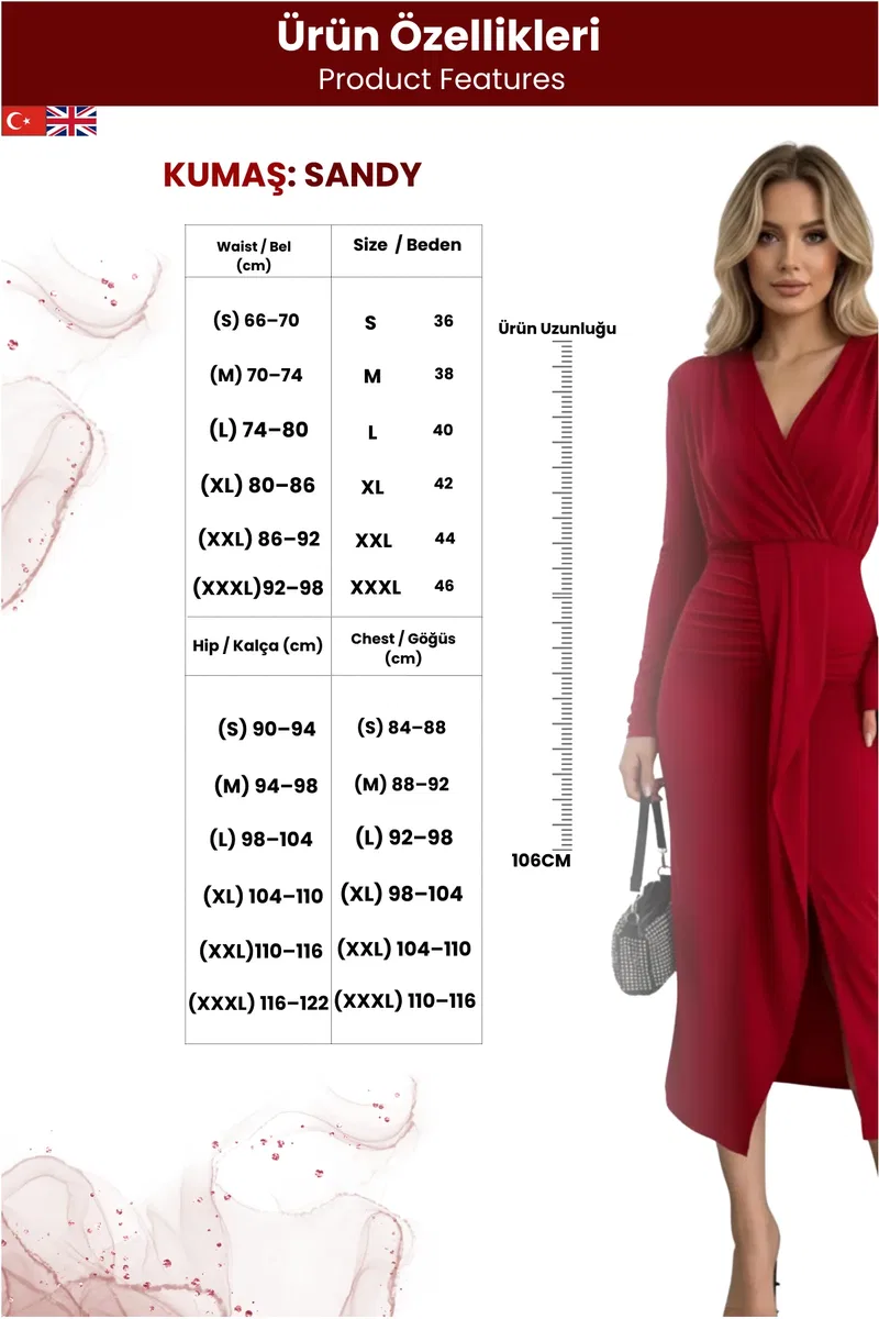 Kadın Önü Kuşaklı Midi Elbise görsel 6