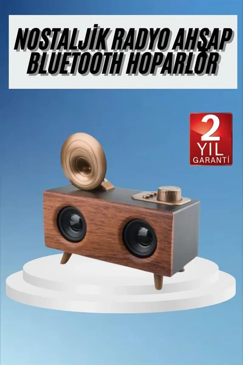 Gramafon Radyo Bluetooth Hoparlör Nostaljik Radyo FM Radyo görsel 2