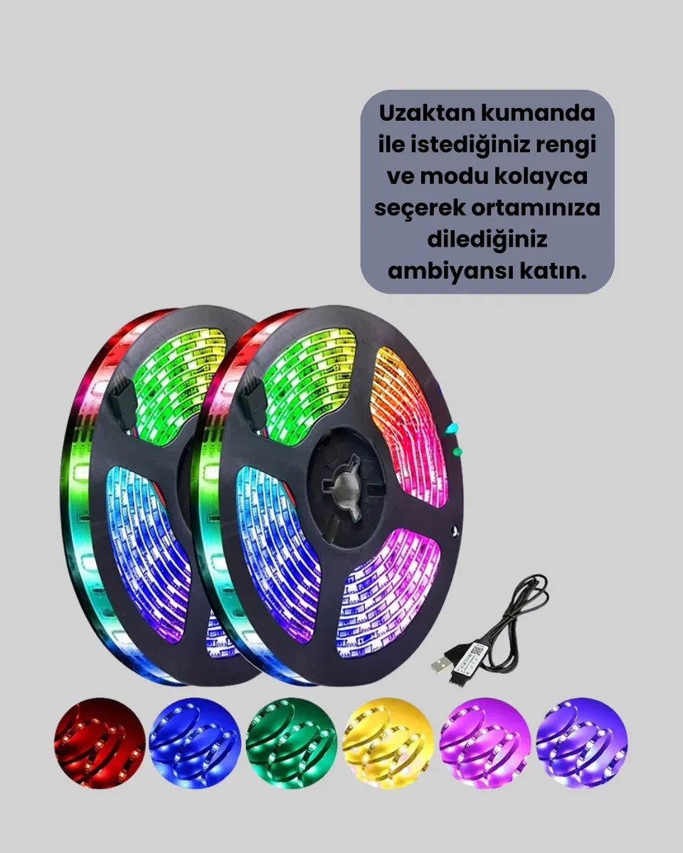 Enerji Tasarruflu RGB Şerit LED 5 Metre görsel 4