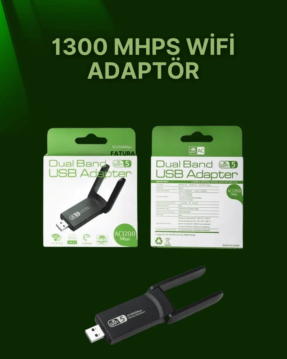 USB 3. 0 Wireless Adaptör – 2. 4GHz & 5GHz Destekli