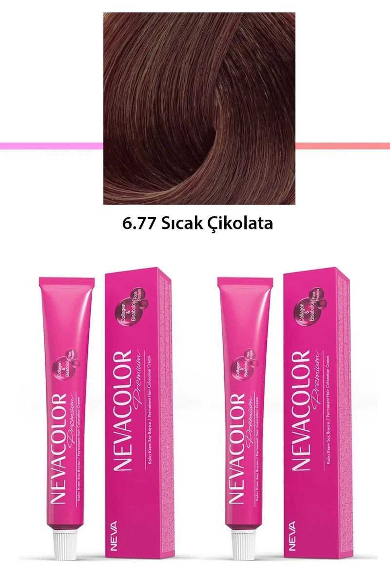 2 li Set Premium 6. 77 Sıcak Çikolata - Kalıcı Krem Saç Boyası 2 X 50 g Tüp