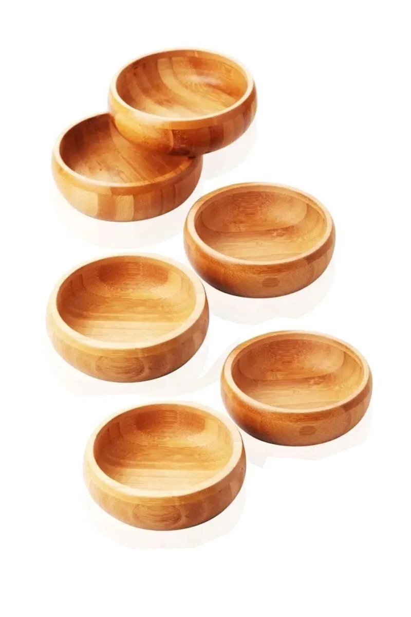 Bambu Yuvarlak 6 lı Lüks Çerezlik 9, 5 x 3 cm