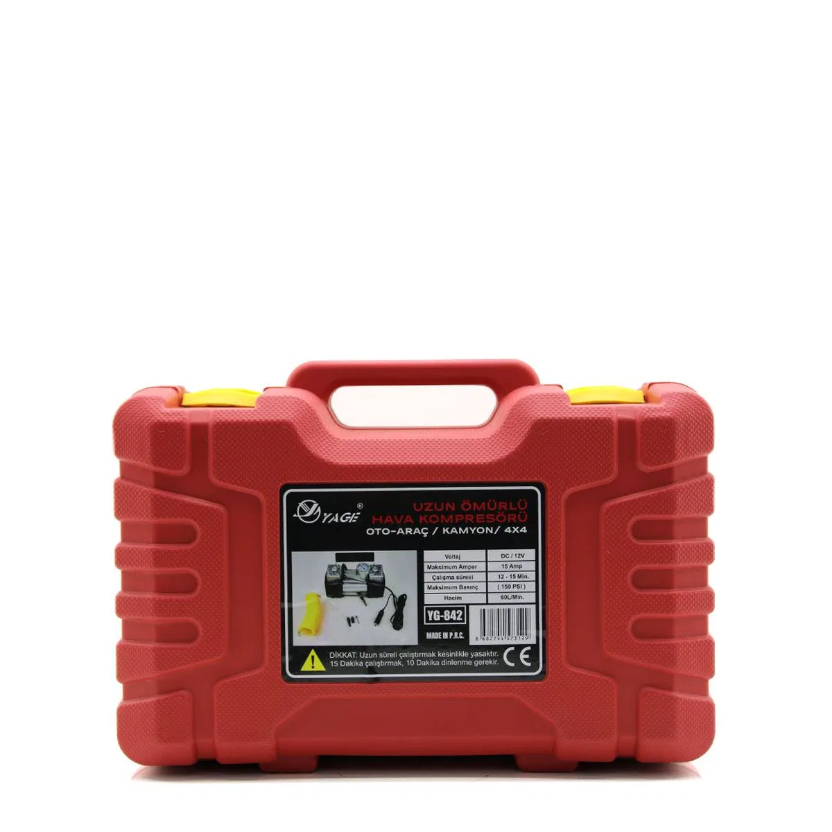 Çift Silindir 12V Oto Hava Kompresörü 150 PSI - Fenerli, Bar Göstergeli görsel 4