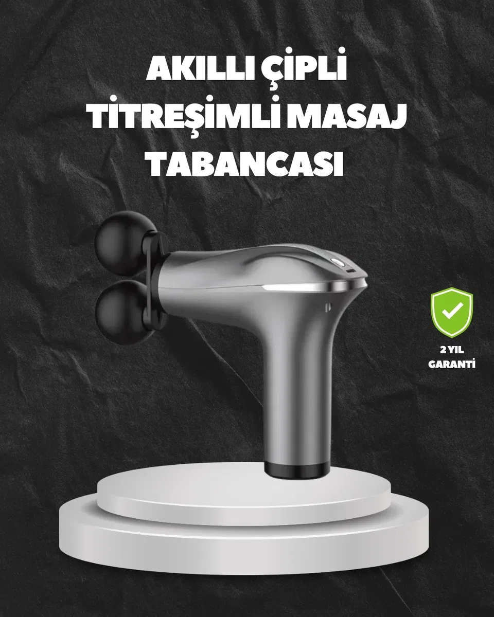 4 Başlıklı Şarjlı Masaj Tabancası Bel Sırt Boyun Bacak Kas Rahatlatıcı