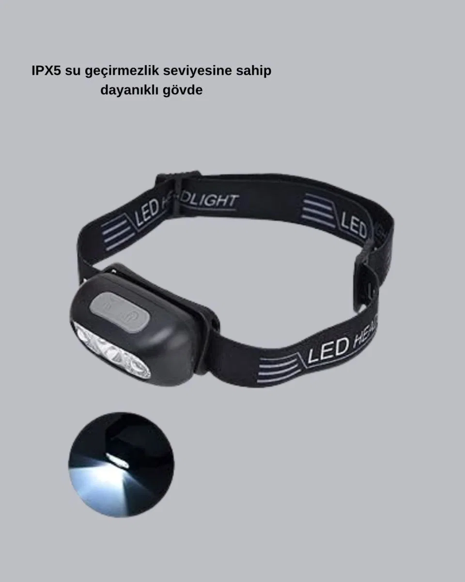 Ipx5 Su Geçirmez Şarjlı Led Kafa Feneri | Hareket Sensörlü, Ayarlanabilir 60° Far görsel 2
