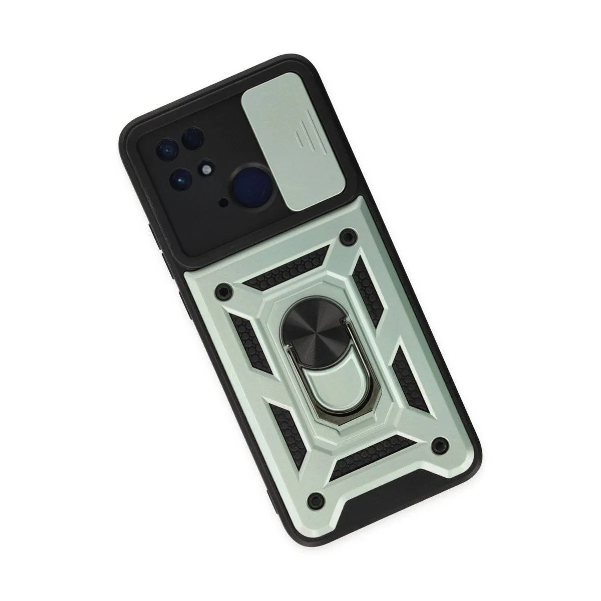 Xiaomi Redmi 10c Kılıf Pars Lens Yüzüklü Silikon - Yeşil görsel 3