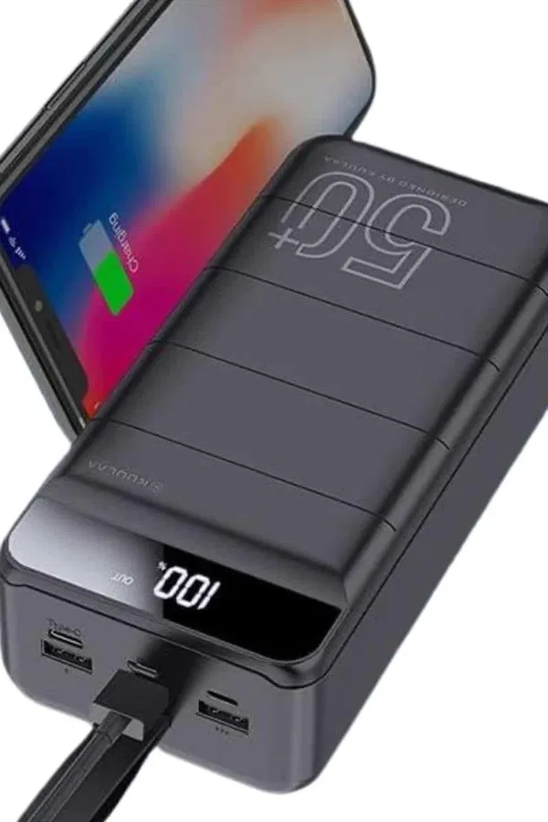 Taşınabilir Powerbank 50. 000 mAh 4 Girişli Hızlı Şarj Led Göstergeli Fenerli Şarj görsel 5