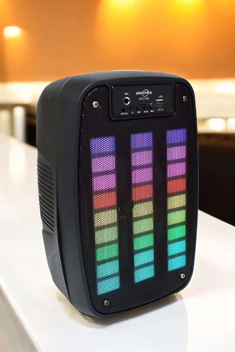 Kablosuz Bluetooth Hoparlör Taşınabilir 6. 5 inç LED Işık Kareoke görsel 4