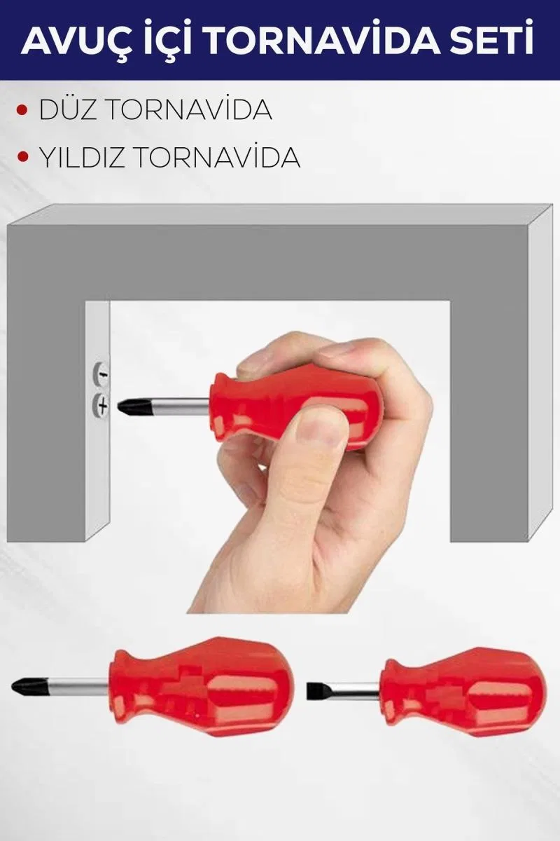 2'li Avuç Içi Tornavida Seti Düz Yıldız görsel 2