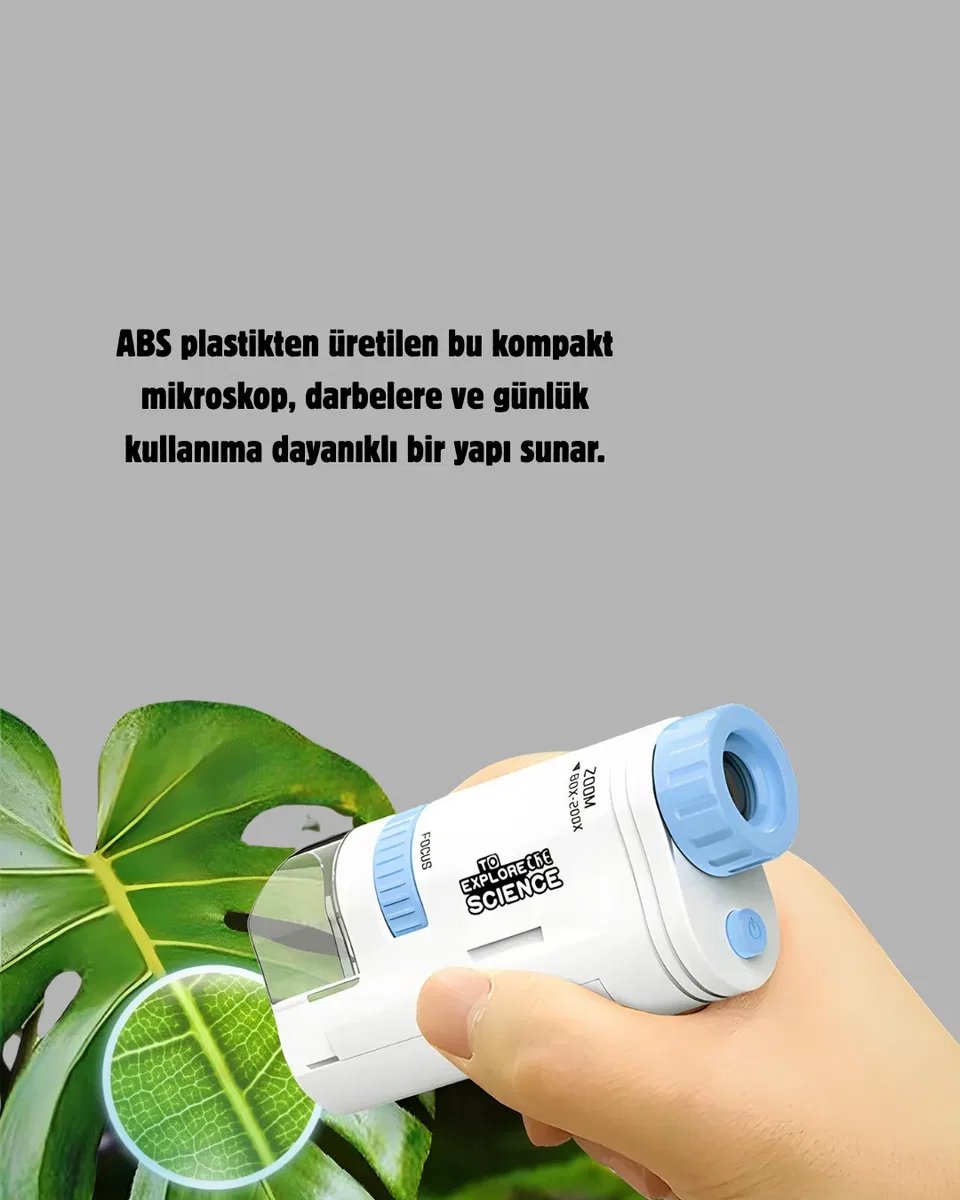 LED Işıklı Mikroskop 80X–200X Zoom Eğitici Bilim Seti ve Taşınabilir görsel 5