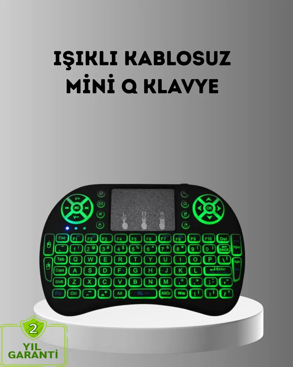 LED Işıklı Q Klavye – Touchpad, Numerik Tuş Takımı ve Multimedya Kısayolları