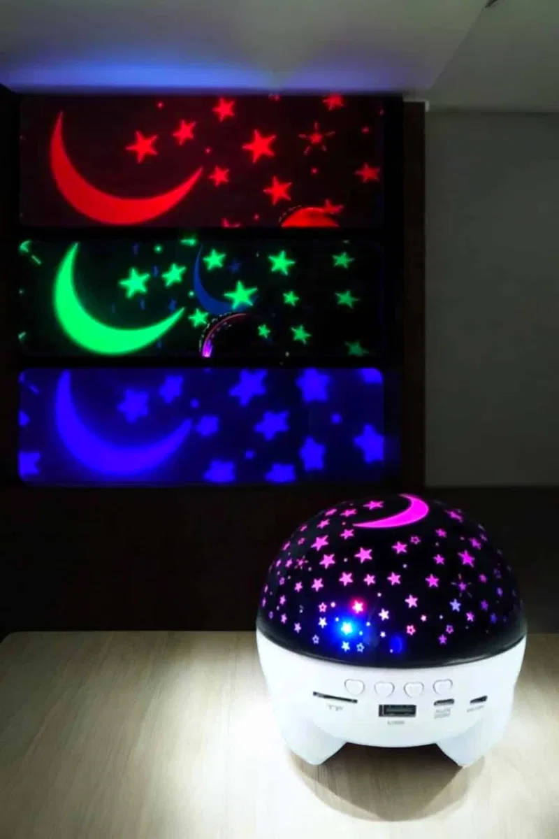 Gece Lambası Projeksiyon Görünümlü Şarjlı Yıldızlı Yuvarlak görsel 3
