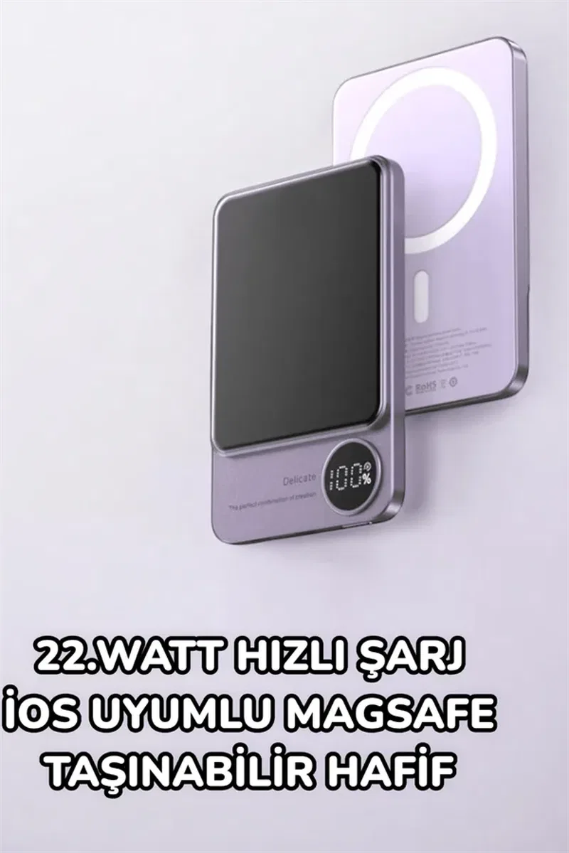 iOS Uyumlu 22. 5W Hızlı Şarj Magsafe Powerbank Dijital Göstergeli 10. 000 mAh görsel 3