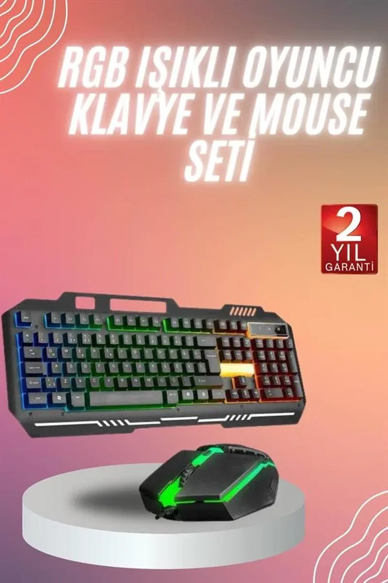 RGB Işıklı Gaming Oyuncu Klavye Q Klavye Mouse Hediyeli görsel 2