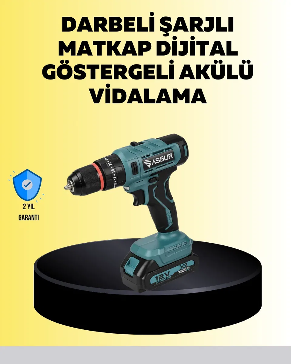 Dijital Ekranlı Matkap Seti Çift Akülü