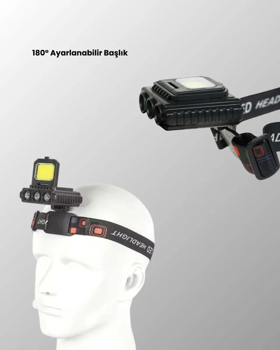 800 Lumen Çok Fonksiyonlu Led Kafa Lambası Type C Şarjlı görsel 5