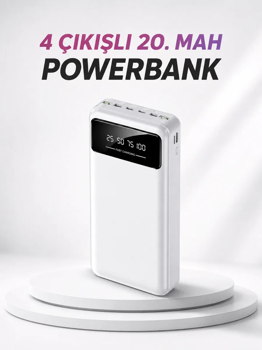 4 Çıkışlı 20. 000 MAH Powerbank Taşınabilir Çoklu Giriş