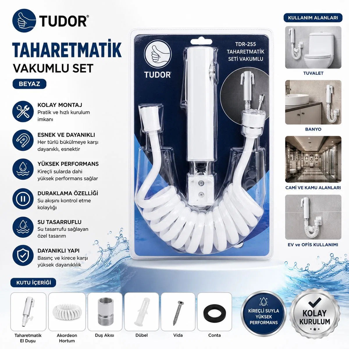 Taharetmatik El Duşu Seti (El Duşu, Hortum, Mafsal, Vakuumlu) görsel 2