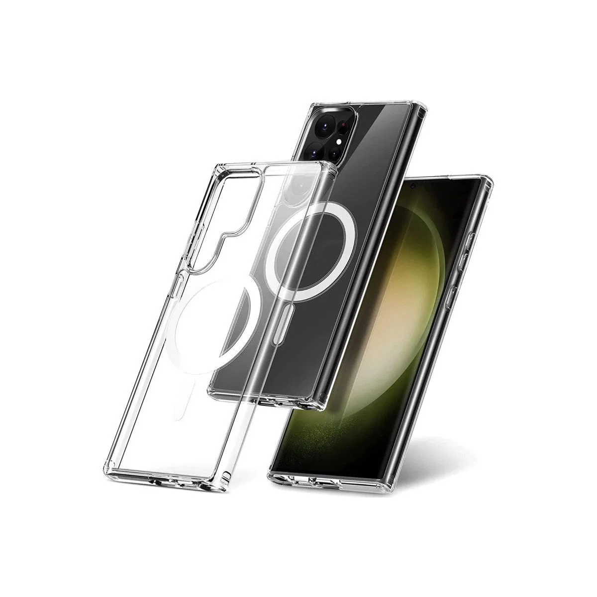 Samsung Galaxy S23 Ultra Kılıf Magneticsafe Şeffaf Silikon - Şeffaf görsel 4