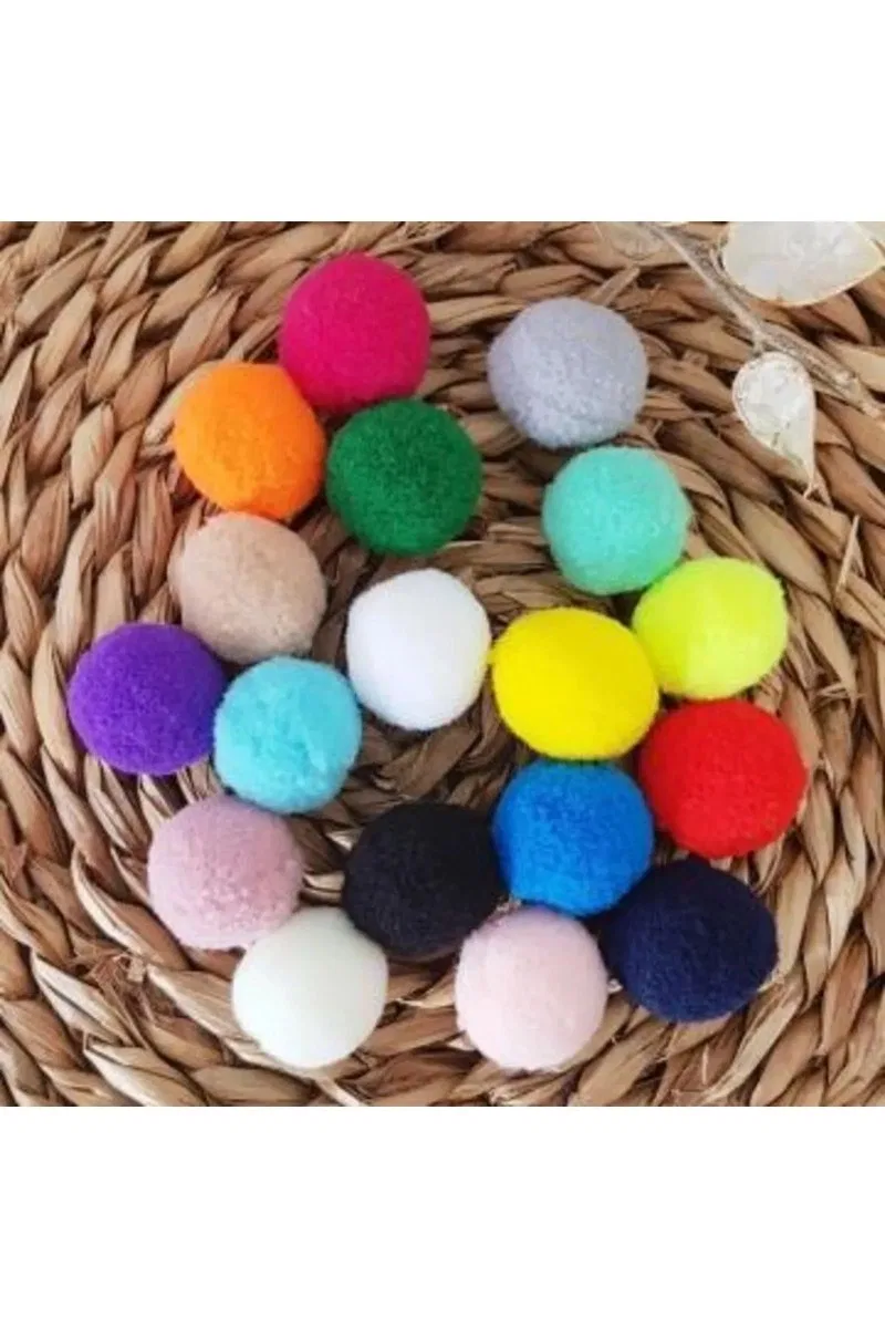 12mm Renkli Karışık Yumuşak Ponpon Peluş 200 Adet görsel 3