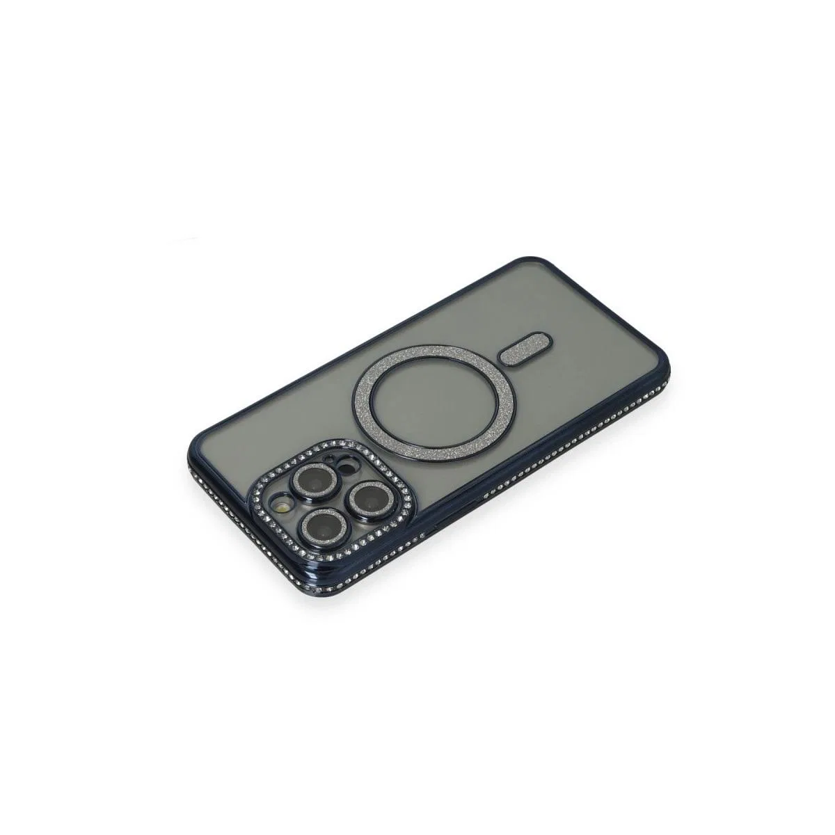Apple İphone 14 Pro Kılıf Joke Simli Magneticsafe Kılıf - Lacivert görsel 2