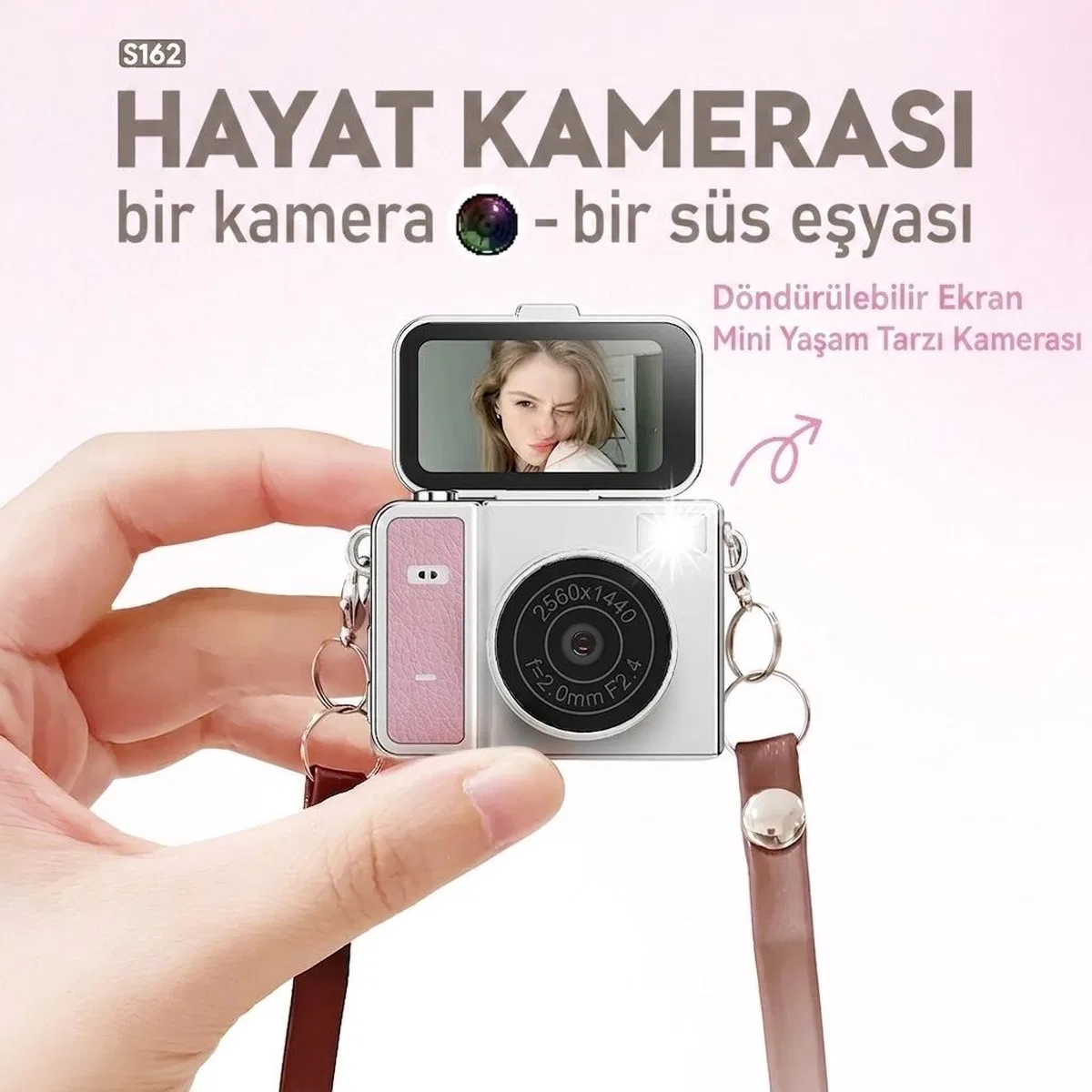 2k Mini Dijital Retro Video Kamera Flaşlı Dijital Vlog Mini Fotoğraf Makinesi Türkçe Menü Yeşil görsel 4