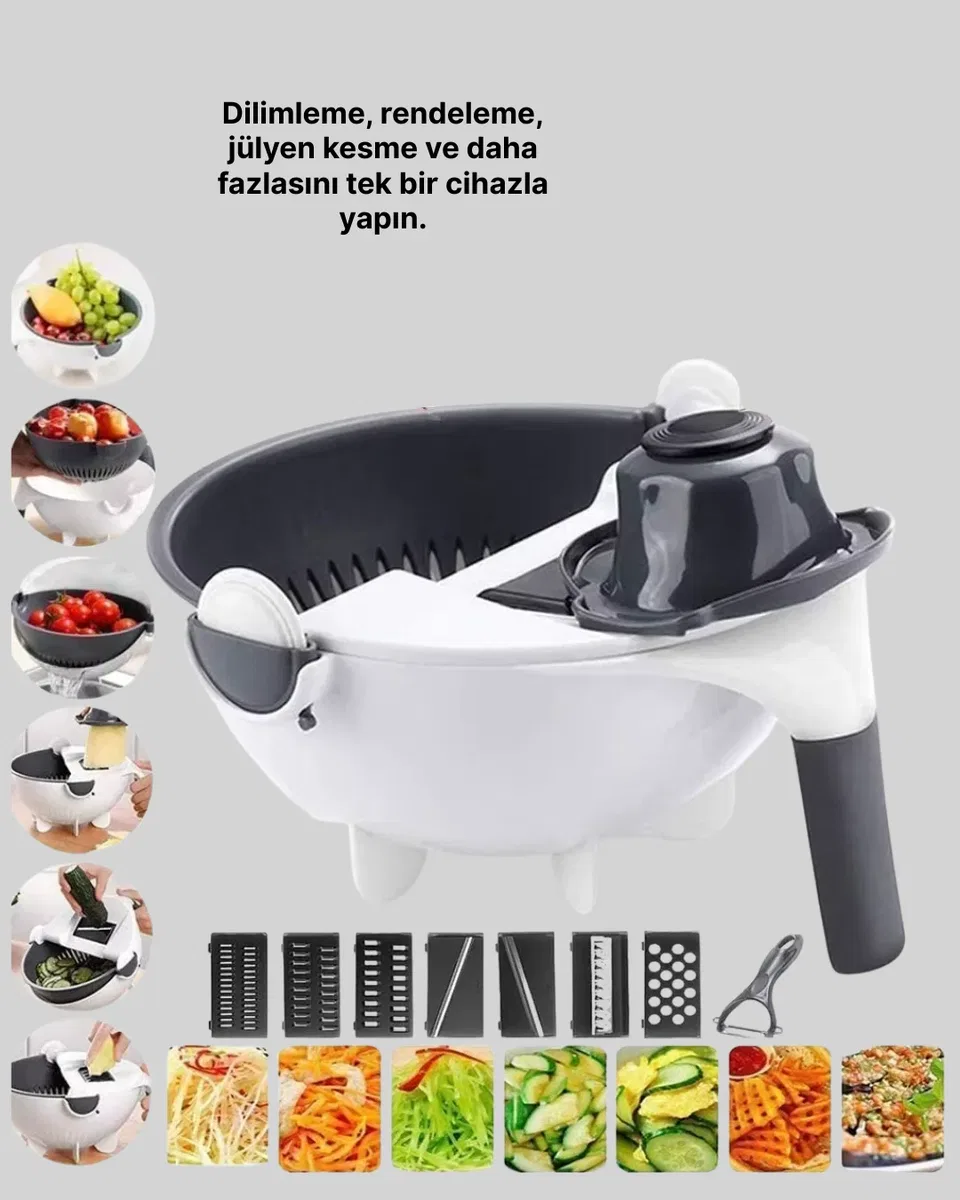 Döner Mekanizmalı Sebze Doğrayıcı Hazneli Rende görsel 5