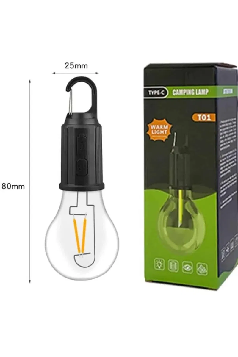3 Farklı Mod LED'li Şarjlı Asma Kancalı Kamp Lambası Taşınabilir Ampul görsel 5