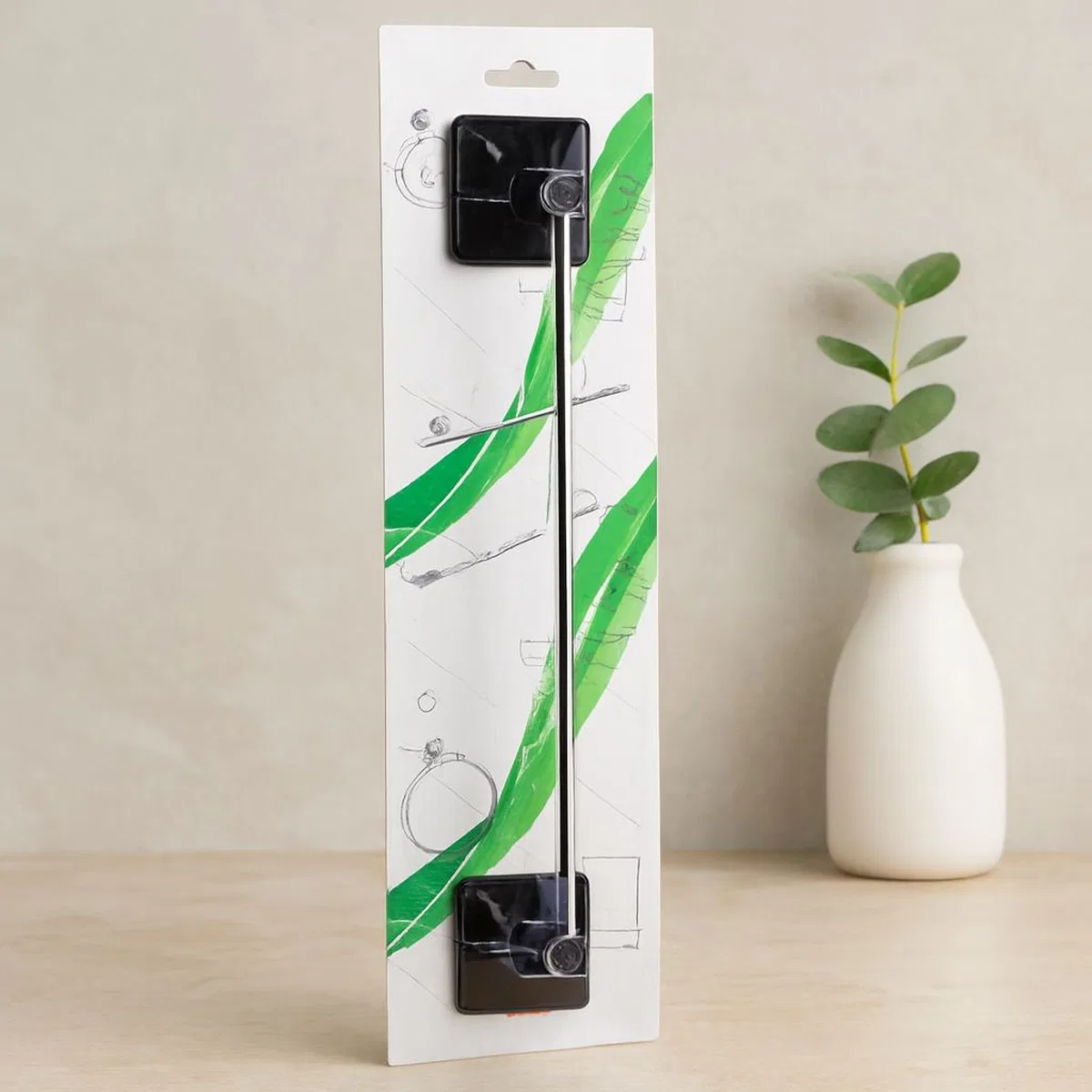 Siyah Metal Uzun Yapışkanlı Banyo Havluluk görsel 2