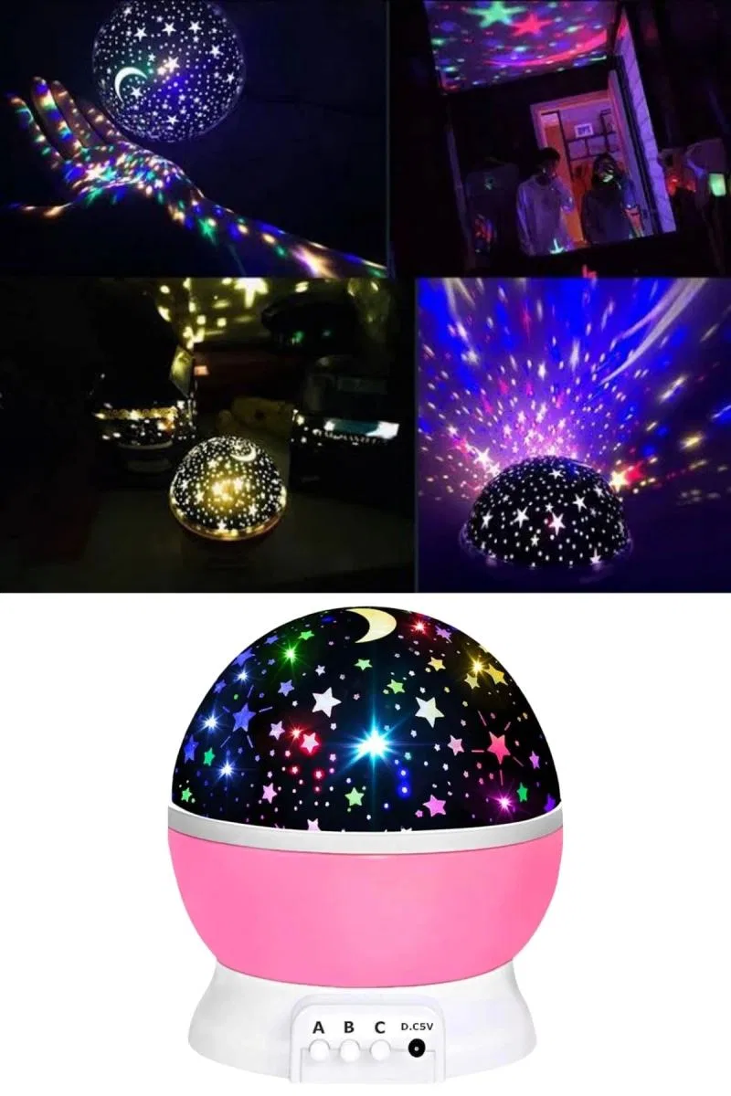 Yıldızlı Gece Lambası Mor Projeksiyon Görünümlü Masa Lambası Renk Değiştirebilen görsel 5