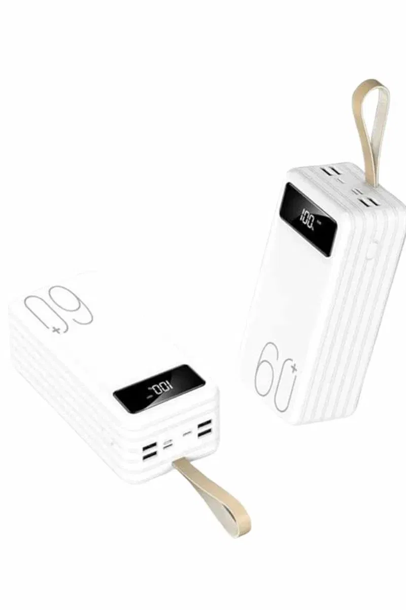 Powerbank 60. 000 Mah Taşınabilir Şarj Hızlı El Fenerli Dijital Göstergeli