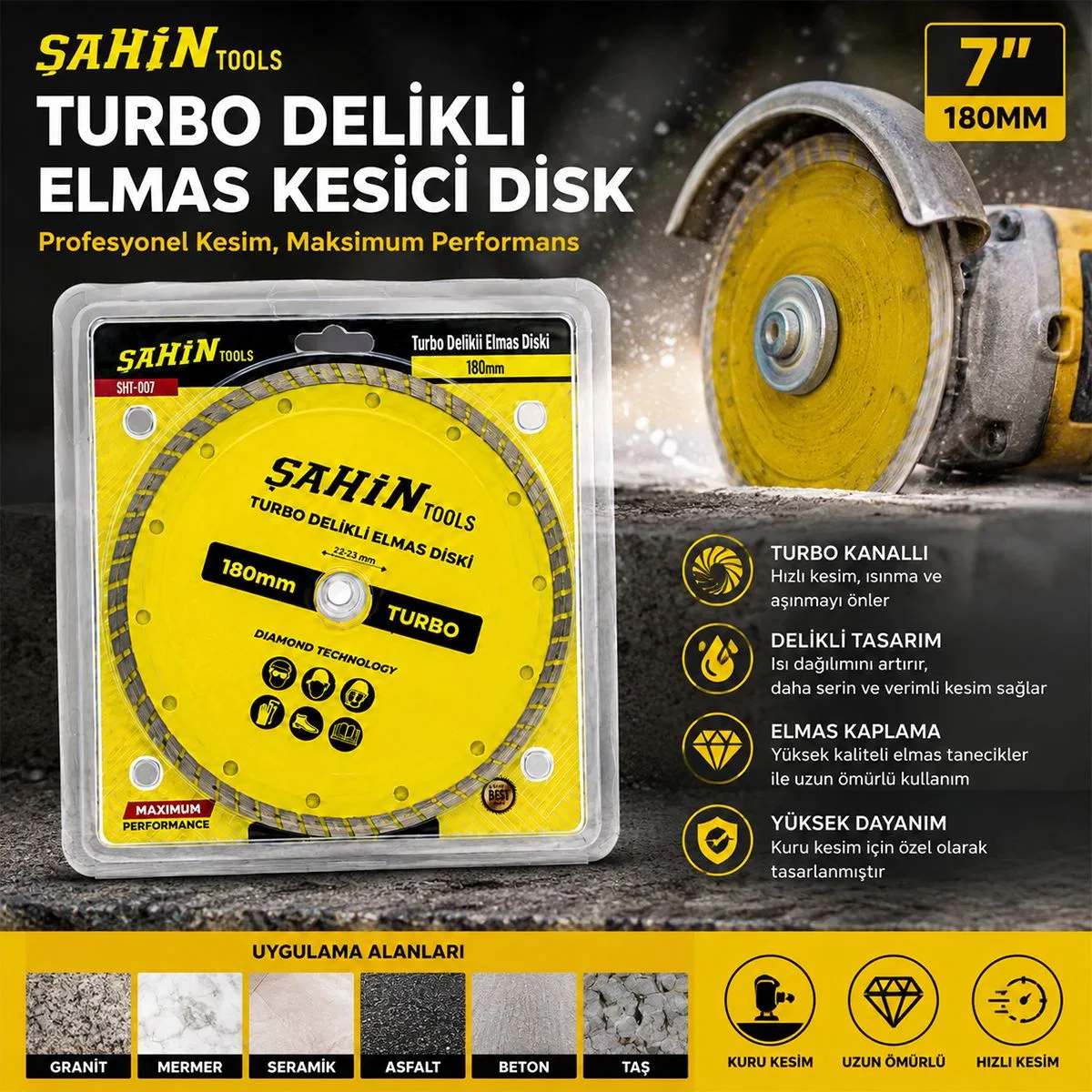7 inç (180 mm) Mermer Kesici Disk (Spiral) görsel 3