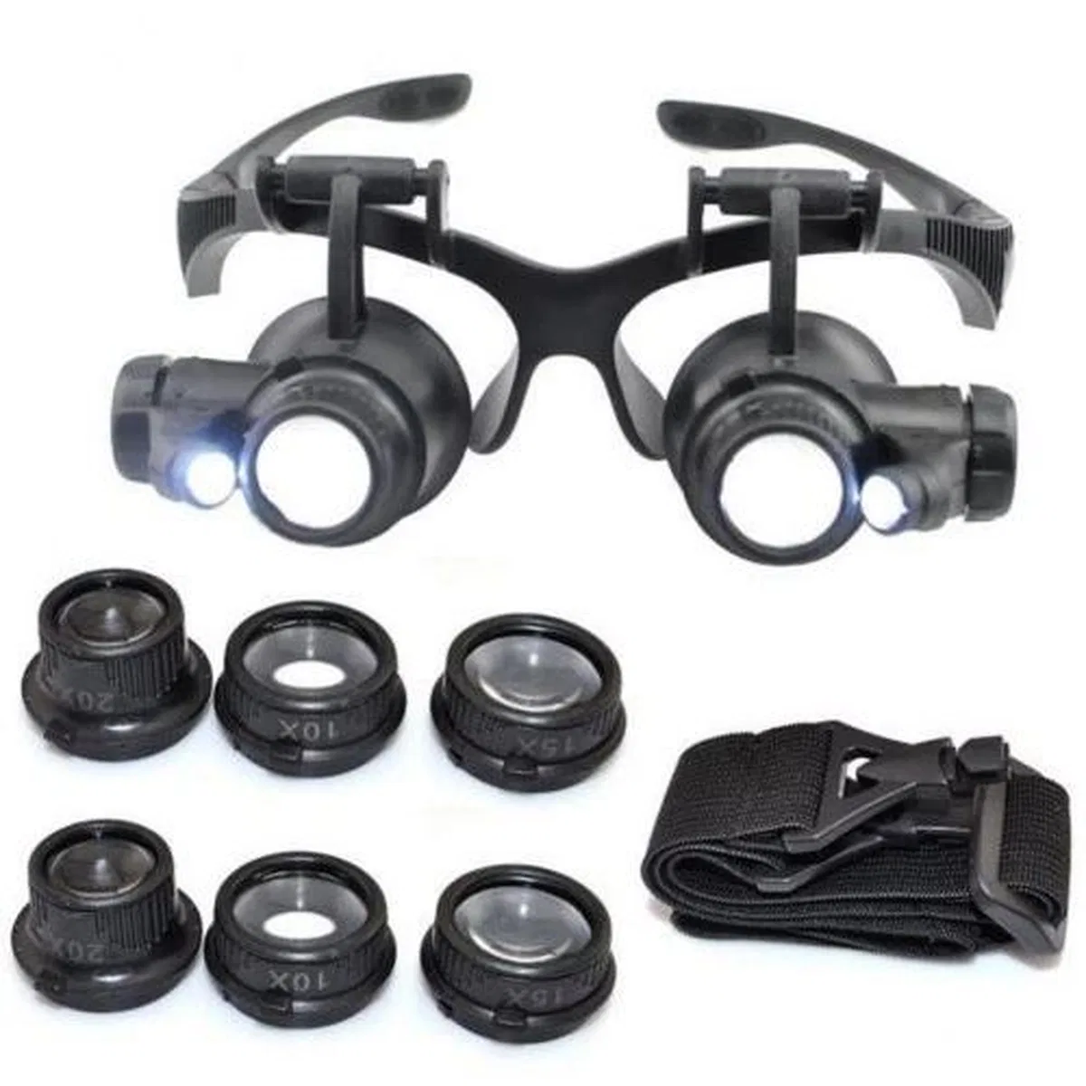 Gözlük Modeli 10x 15x 20x 25x Lens, 2led Işıklı, büyüteç görsel 3