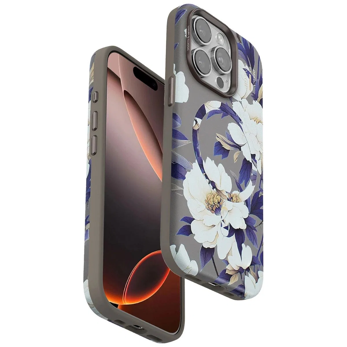 Onegif Apple İphone 15 Pro Max Flower Series Magsafe Kapak - Gri