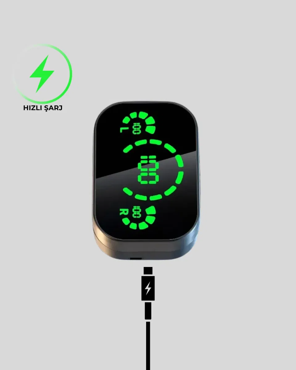 Kablosuz Kulak İçi Bluetooth Kulaklık – Dokunmatik Kontrol ve LED Şarj Ekranı görsel 2