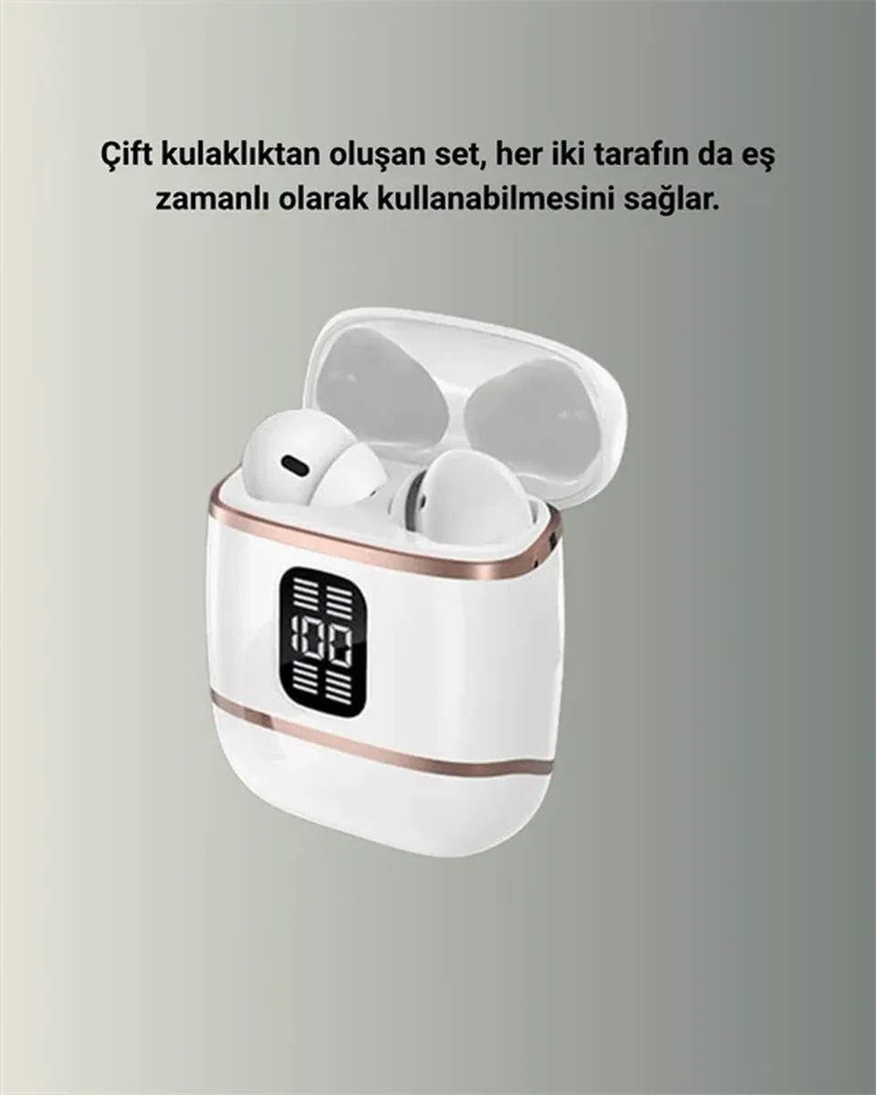 Çift Kulaklıklı Bluetooth Kulaklık – 4 Adet, ANC-ENC, Şarj Kutulu, Dijital Göstergeli görsel 3