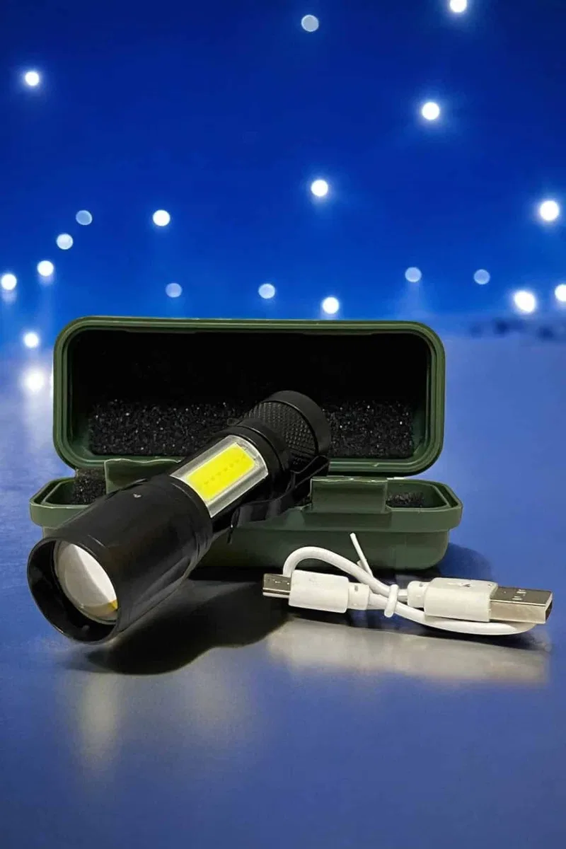 El Feneri Led USB Şarjlı Zoom Mini Led Işık Acil Durum Feneri görsel 3
