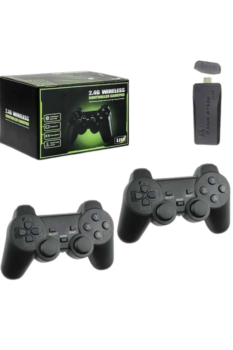 4k Game Stick Oyun Konsolu 2. 4g Kablosuz Çift Kol Nostaljik Oyunlar görsel 2