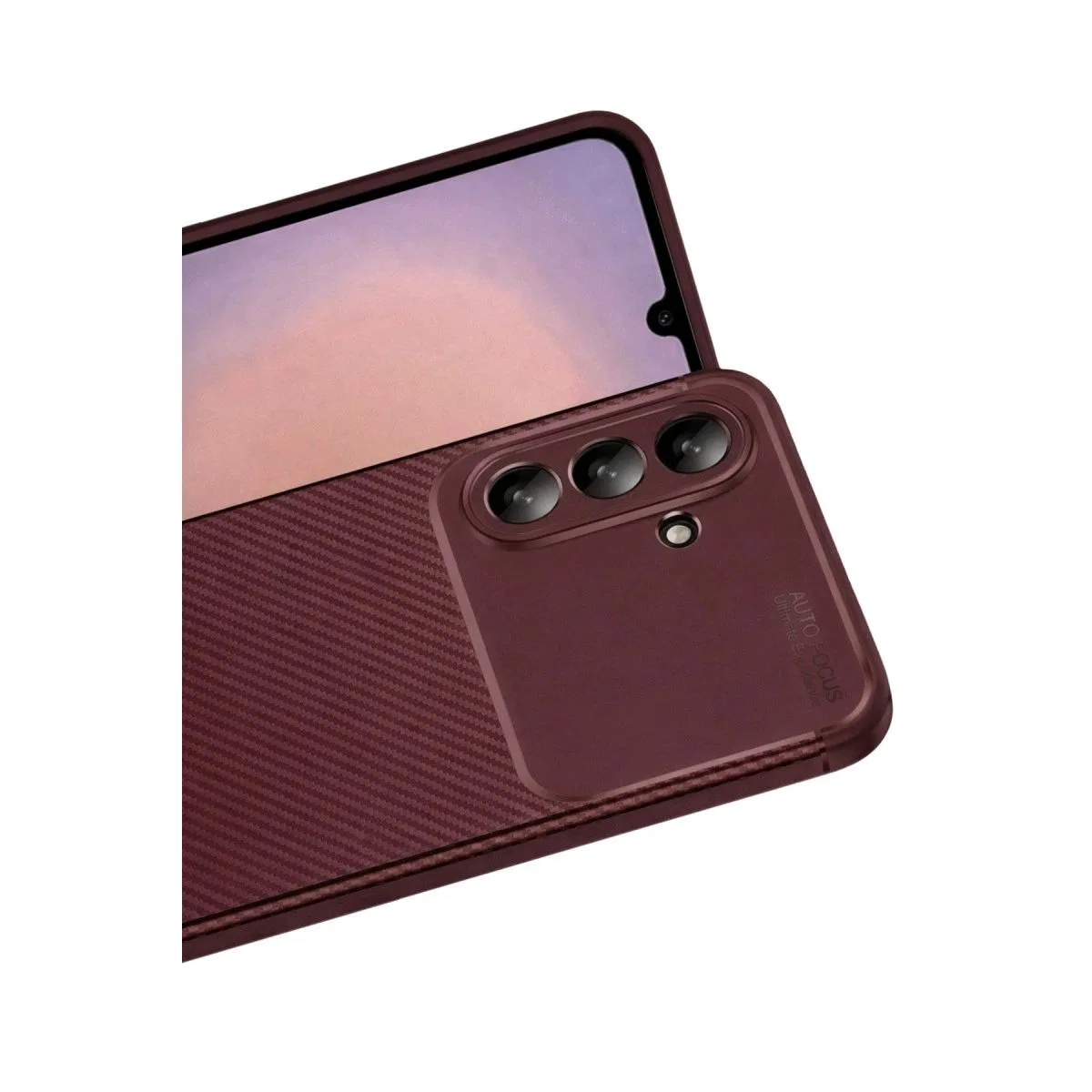 Samsung Galaxy A36 Kılıf Auto Focus Karbon Kapak - Bordo görsel 2