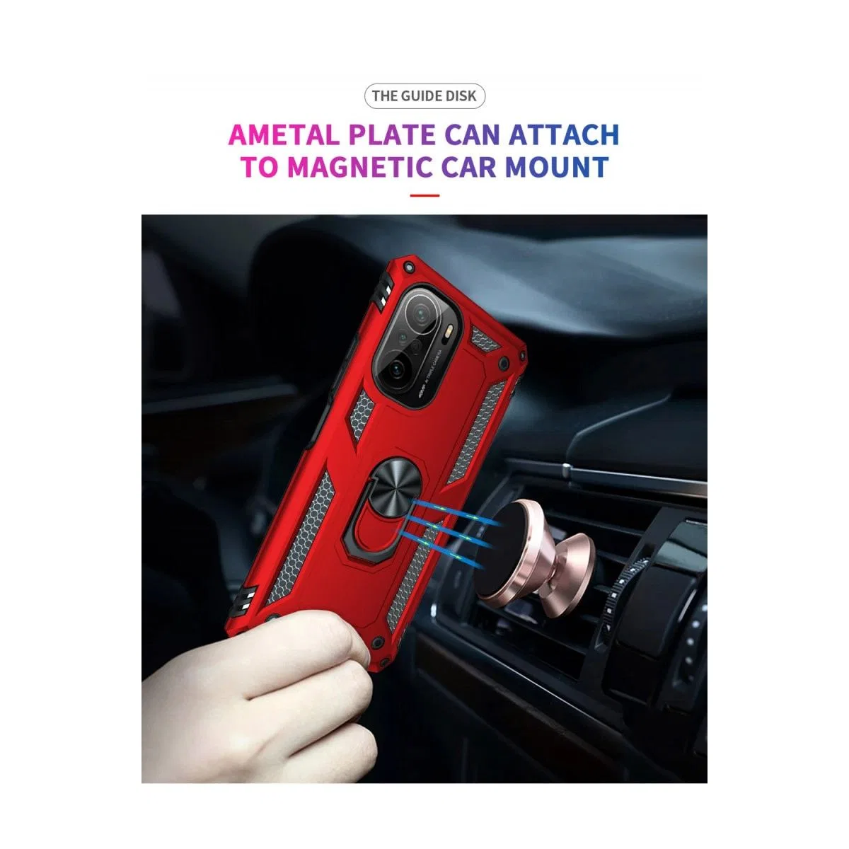 Xiaomi Poco F3 Kılıf Sofya Yüzüklü Silikon Kapak - Kırmızı görsel 6